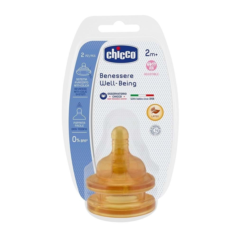 Chicco Biberon Emziği 2 ay+Akış Ayarlı 2li kauçuk