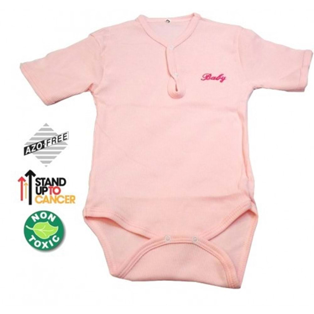 Sema Baby Yarım Kol Kaşkorse Badi (Body) - Pembe 18-24 Ay