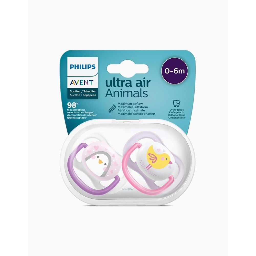 Philips Avent Ultra Air Animals 2li Emzik 0-6 Ay - Kız