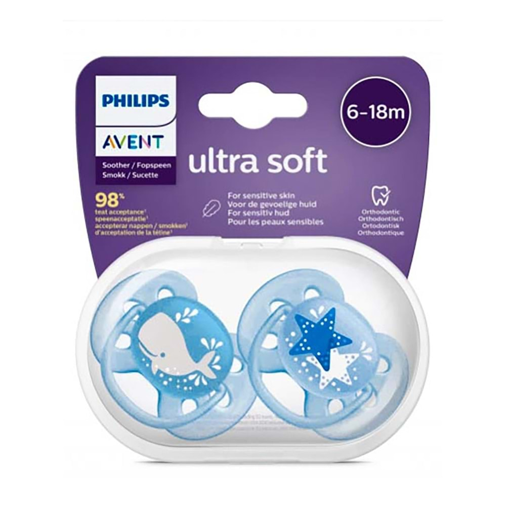 Philips Avent Ultra Soft Emzik 6-18 Ay 2li Erkek SCF223/03