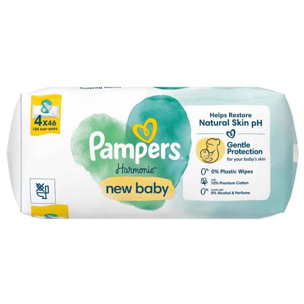 Prima Pampers Harmonie New Baby Yenidoğan Islak Havlu 4x46 Adet (184 Yaprak)