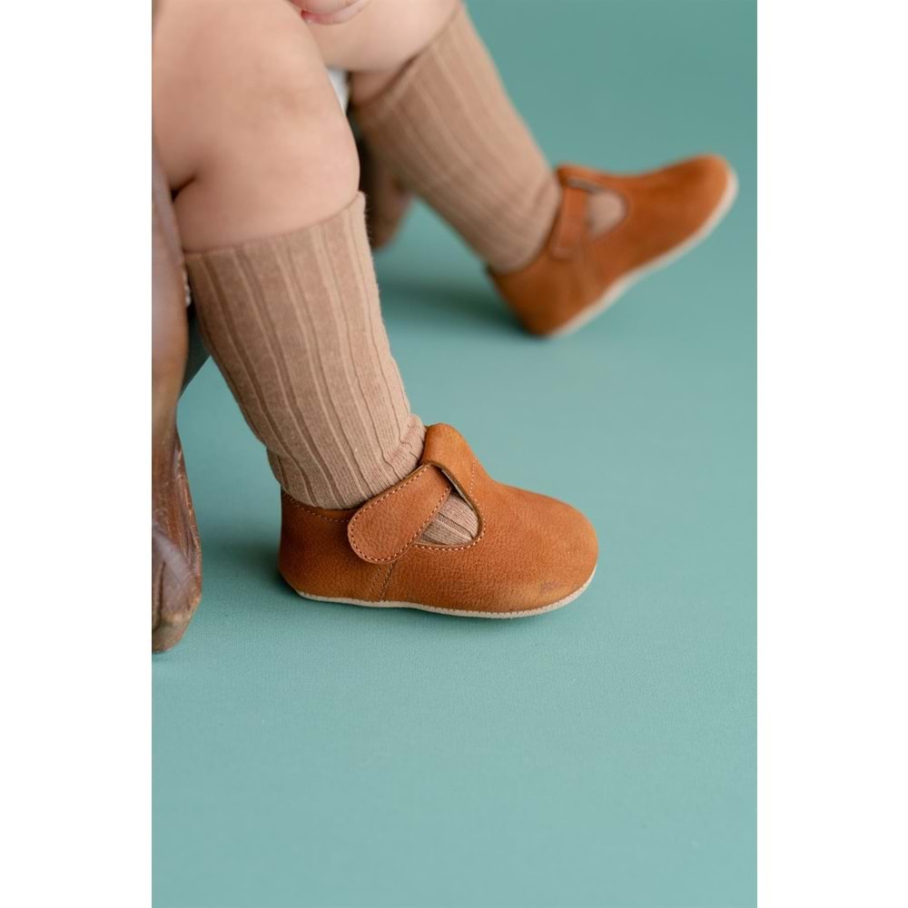 Hakiki Deri Taba İlk Adım Bebek Ayakkabı-D-472 Taba 18