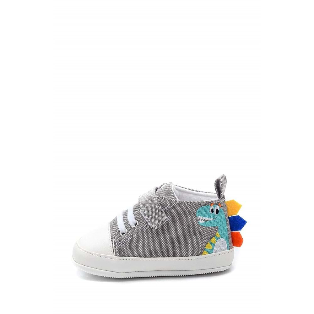 Dinazor Nakışlı Bebek Patik-GRİ-G-2319 Gri
