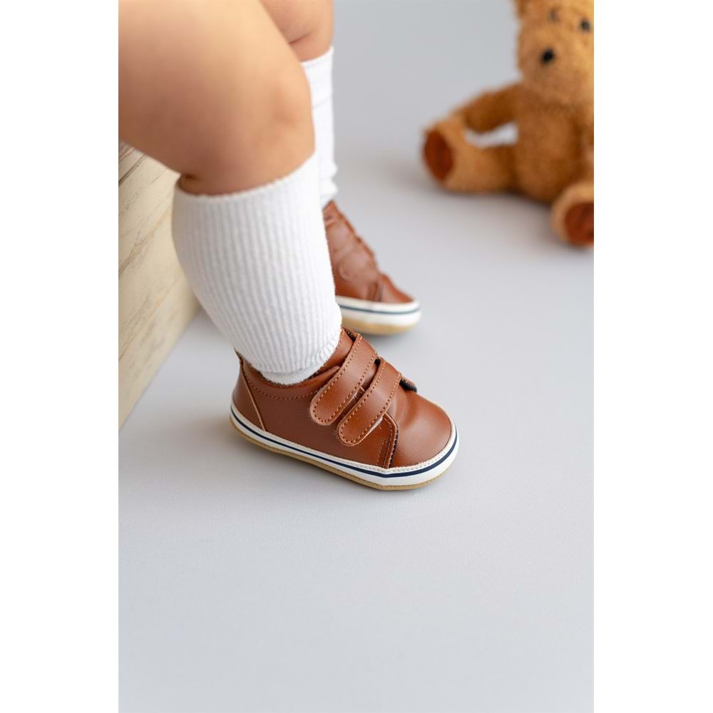 Kahverengi Erkek Bebek Cırt Cırtlı Patik Yürüme Öncesi-G-2353 Kahverengi