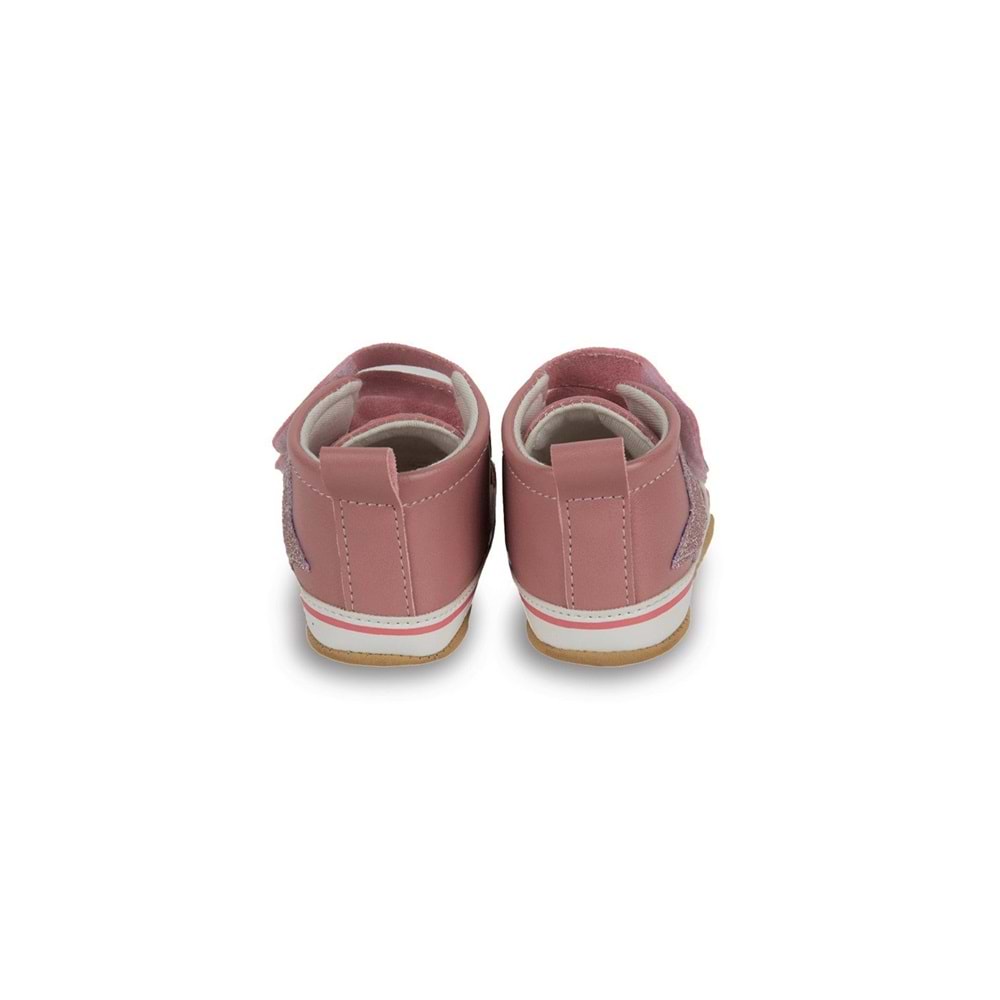 Pembe Simli Yıldızlı Kız Bebek Cırt Cırtlı Patik Yürüme Öcesi-G-2356 Pembe