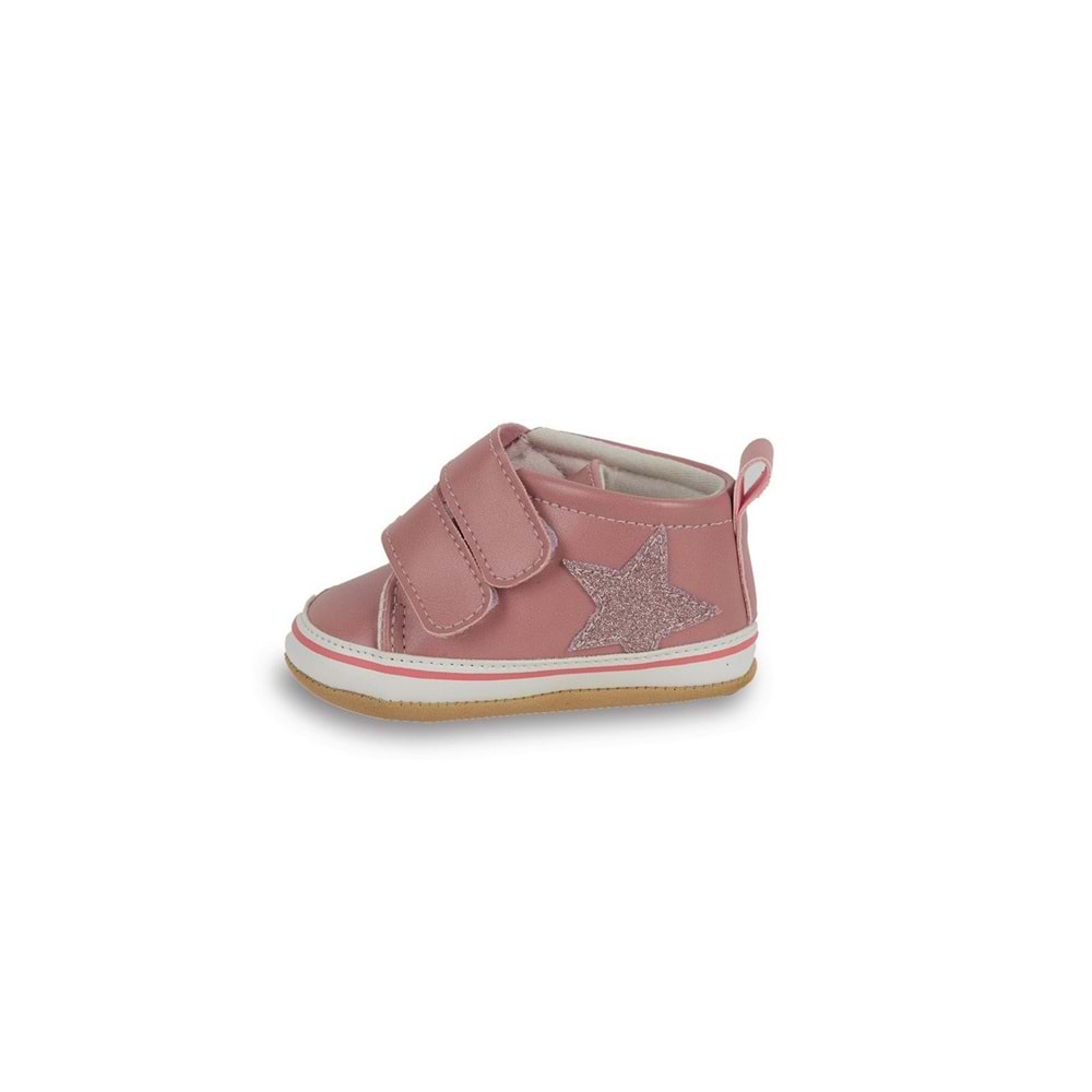 Pembe Simli Yıldızlı Kız Bebek Cırt Cırtlı Patik Yürüme Öcesi-G-2356 Pembe