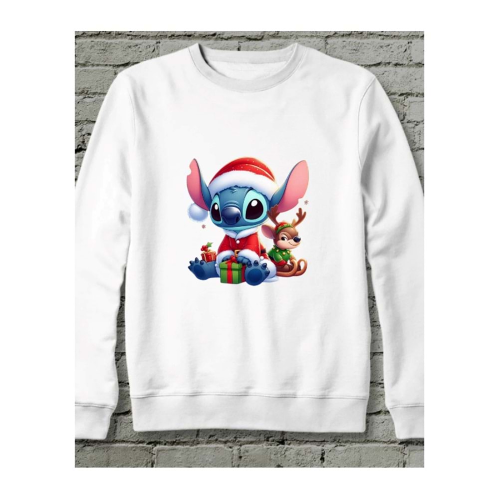 Ohana! Christmas Sparkle Sweatshirt Beyaz