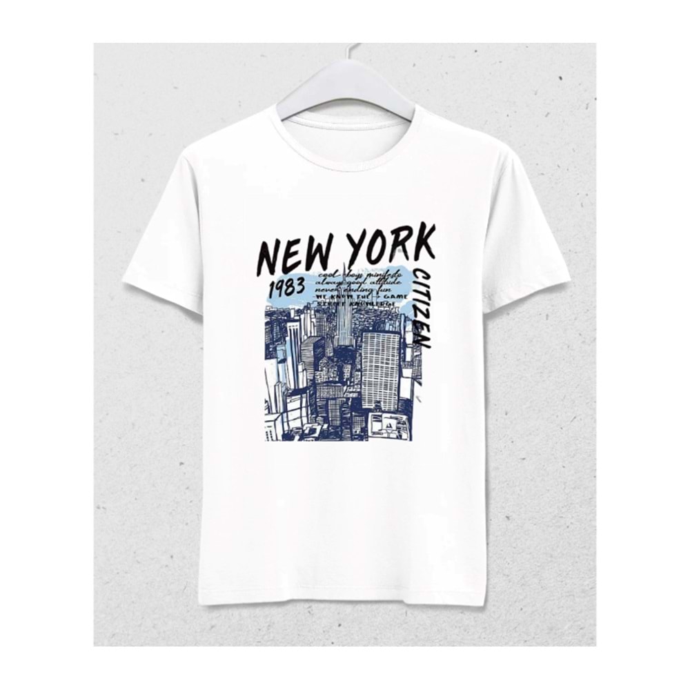 NYC Citizen 1983 – Şehir Ruhunu Üzerinde Taşı T-Shirt Beyaz