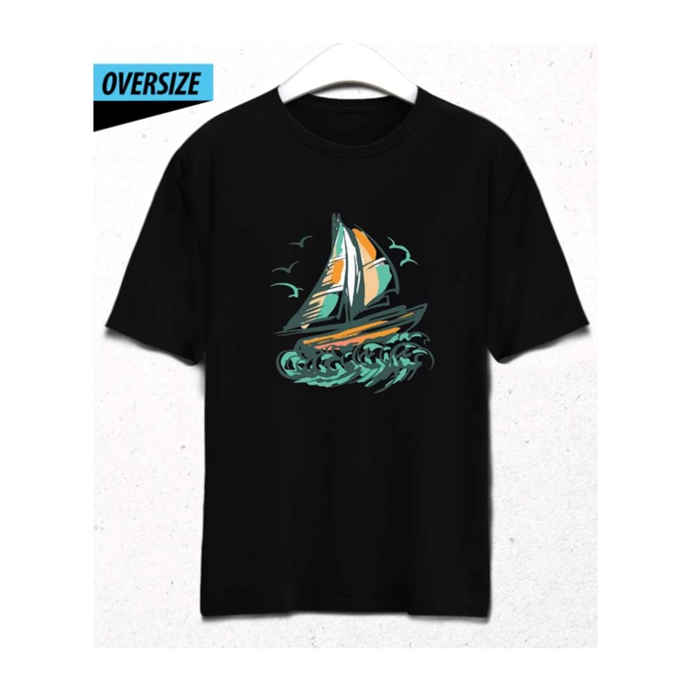 Sail Away Oversize T-Shirt Siyah