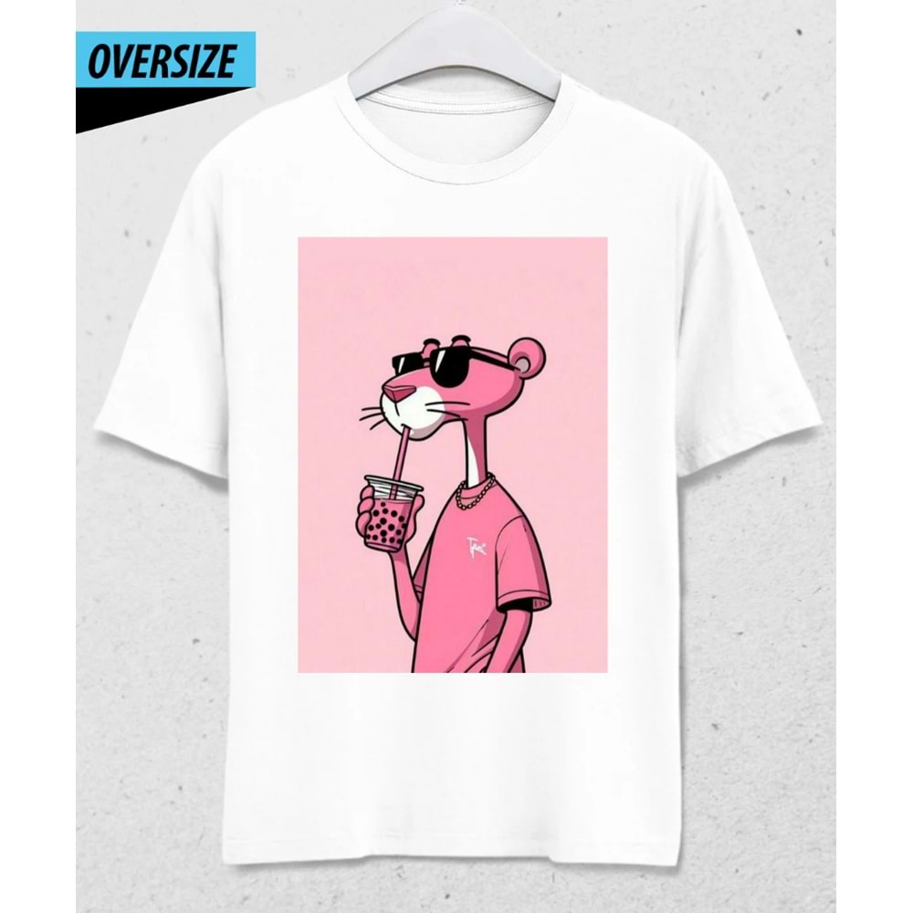 Pink Panther Oversize Tişört Beyaz (S Beden)