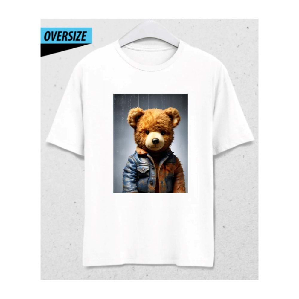 Teddy Classic – Sıcak ve Şık Bir Dokunuş Oversize T-Shirt Beyaz
