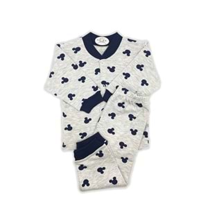 Sema Baby Mickey Mouse Bebek Pijama Takımı - Gri & Lacivert 3-6 Ay