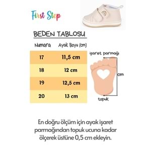 Pudra Gökkuşağı Nakışlı Cırt Cırtlı Kız Bebek Patik-G-2360 Pudra