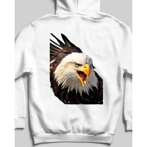 Kartal Agle Özel Tasarım Taraftar Sweatshirt Ön-Arka Baskı Siyah Kapşonlu