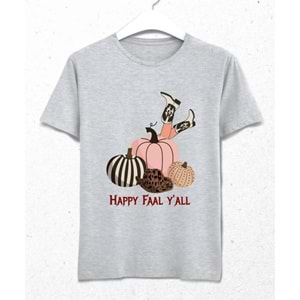 Happy Faal Yall! Unisex Gri Tişört Gri