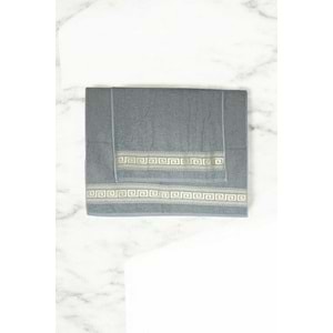2 Parça Elysium Premium Banyo Havlu Seti &#37;100 Pamuk 70x140 Cm Gri