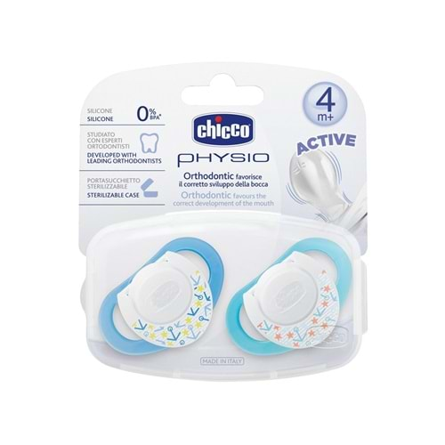 Chicco Physio Silikon Emzik 4m+ 2'li - Mavi