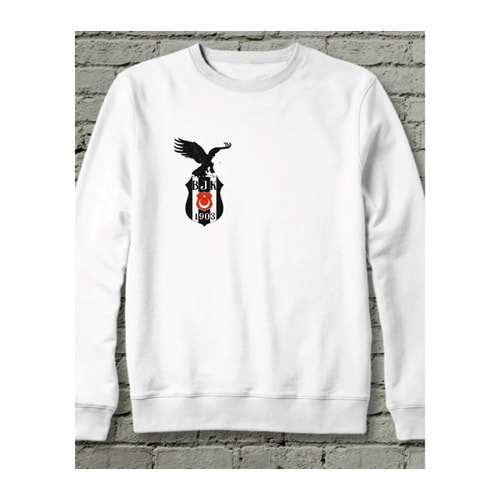 Kara Kartal – Asalet ve Gücün Simgesi! Unisex Sweatshirt Beyaz