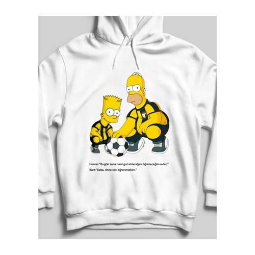 Baba-Oğul Futbol Kapüşonlu Sweatshirt Beyaz