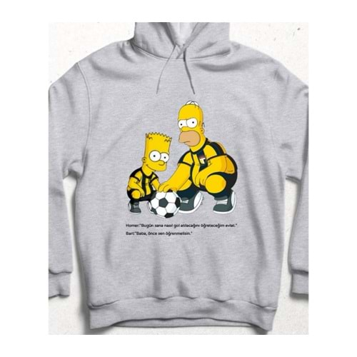 Baba-Oğul Futbol Kapüşonlu Sweatshirt Gri