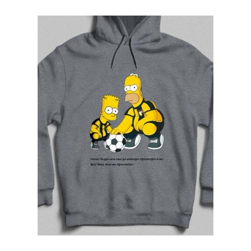 Baba-Oğul Futbol Kapüşonlu Sweatshirt Koyu Gri