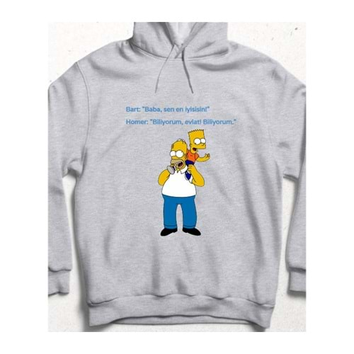 Baba Sen En İyisin! Kapüşonlu Sweatshirt Gri