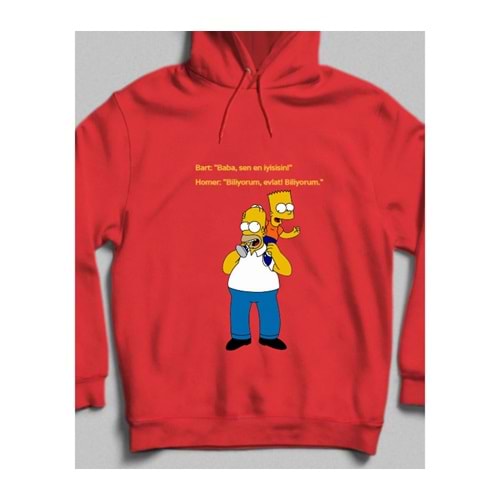 Baba Sen En İyisin! Kapüşonlu Sweatshirt Kırmızı