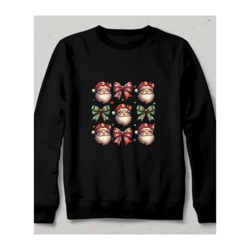 Retro Christmas Santa Sweatshirt Siyah