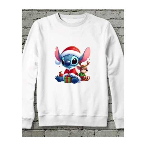 Ohana! Christmas Sparkle Sweatshirt Beyaz