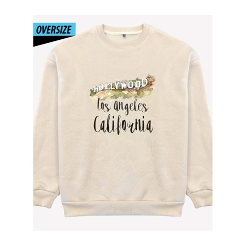 Hollywood Oversize Sweatshirt – Los Angeles Ruhunu Hisset! Bej