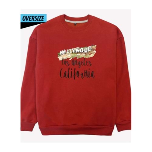 Hollywood Oversize Sweatshirt – Los Angeles Ruhunu Hisset! Kırmızı