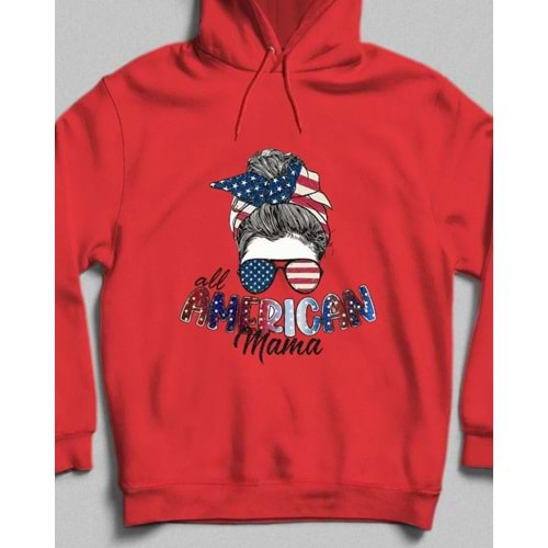 American Mama Sweatshirt Kırmızı