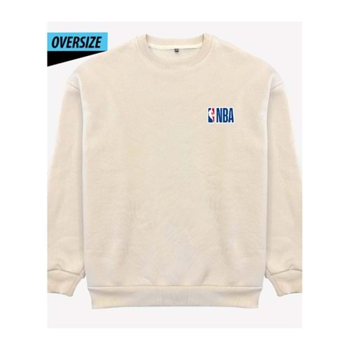 Basketbol Tutkunlarına Özel NBA Sweatshirt Oversize Bej