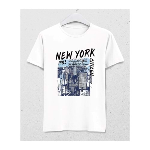 NYC Citizen 1983 – Şehir Ruhunu Üzerinde Taşı T-Shirt Beyaz