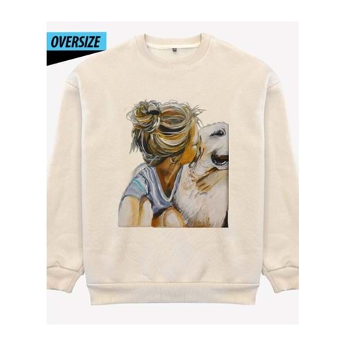 Can Dostum: Pati ve Ben! Oversize Sweatshirt Bej