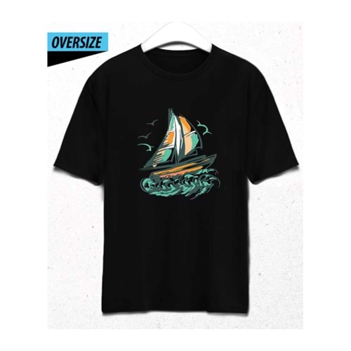 Sail Away Oversize T-Shirt Siyah