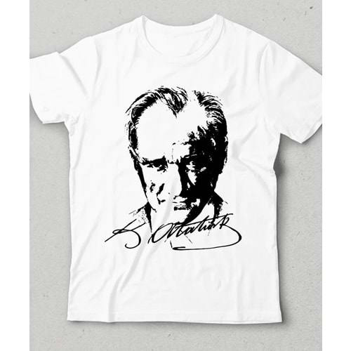 Atatürk Baskılı Özel Tasarım Çocuk T-Shirt Beyaz