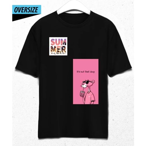 Pink Panther Holiday Oversize Siyah Tişört Siyah