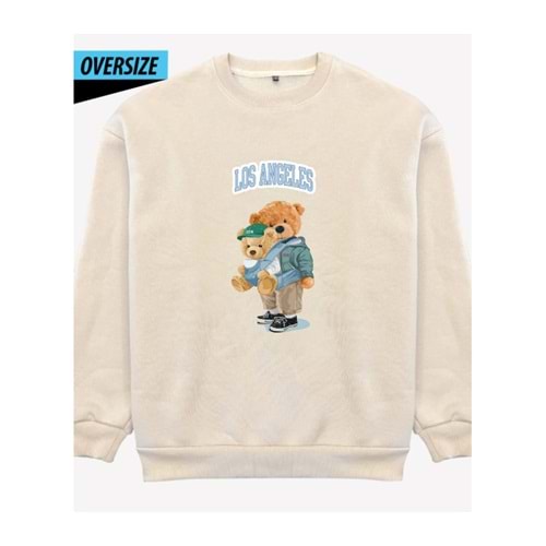 Teddy & Buddy: Şehrin En Havalı İkilisi! Oversize Sweatshirt Bej