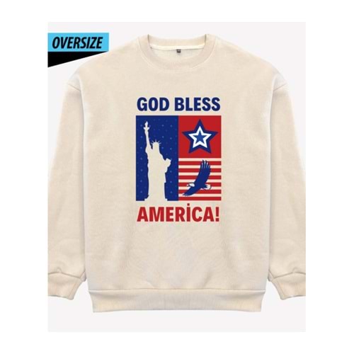 God Bless America Oversize Sweatshirt US Bej