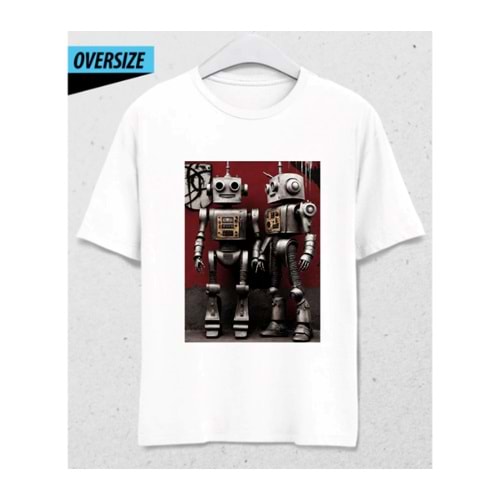 Zamansız Mekanik – Geleceğin Aşkı, Bugünün Hikayesi! Oversize T-Shirt Beyaz
