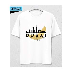Dubai Skyline T-Shirt – Göz Alıcı Şehir Temalı Oversize Model Beyaz
