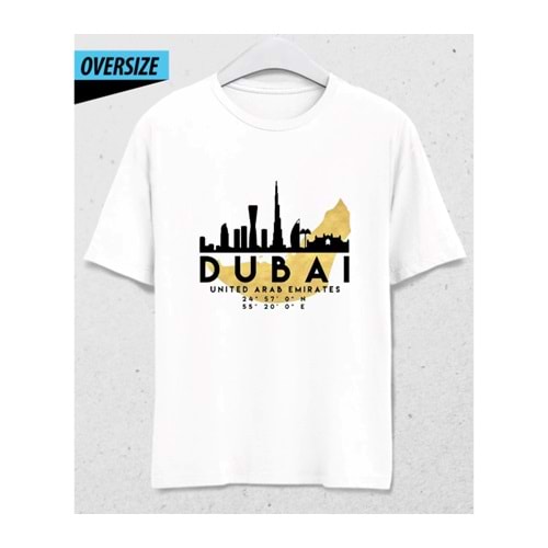 Dubai Skyline T-Shirt – Göz Alıcı Şehir Temalı Oversize Model Beyaz