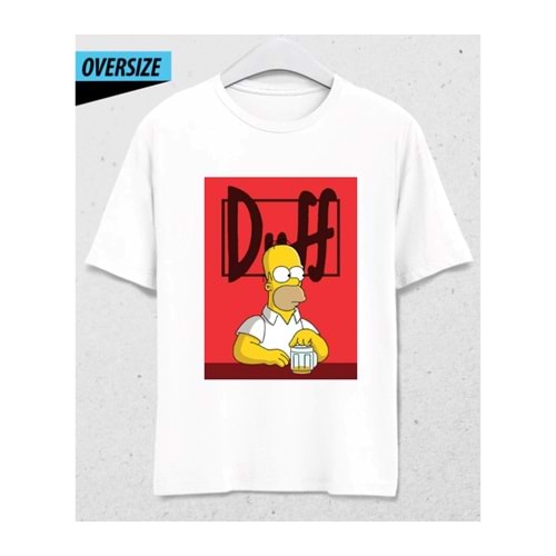 Homer Duff Oversize T-Shirt Beyaz