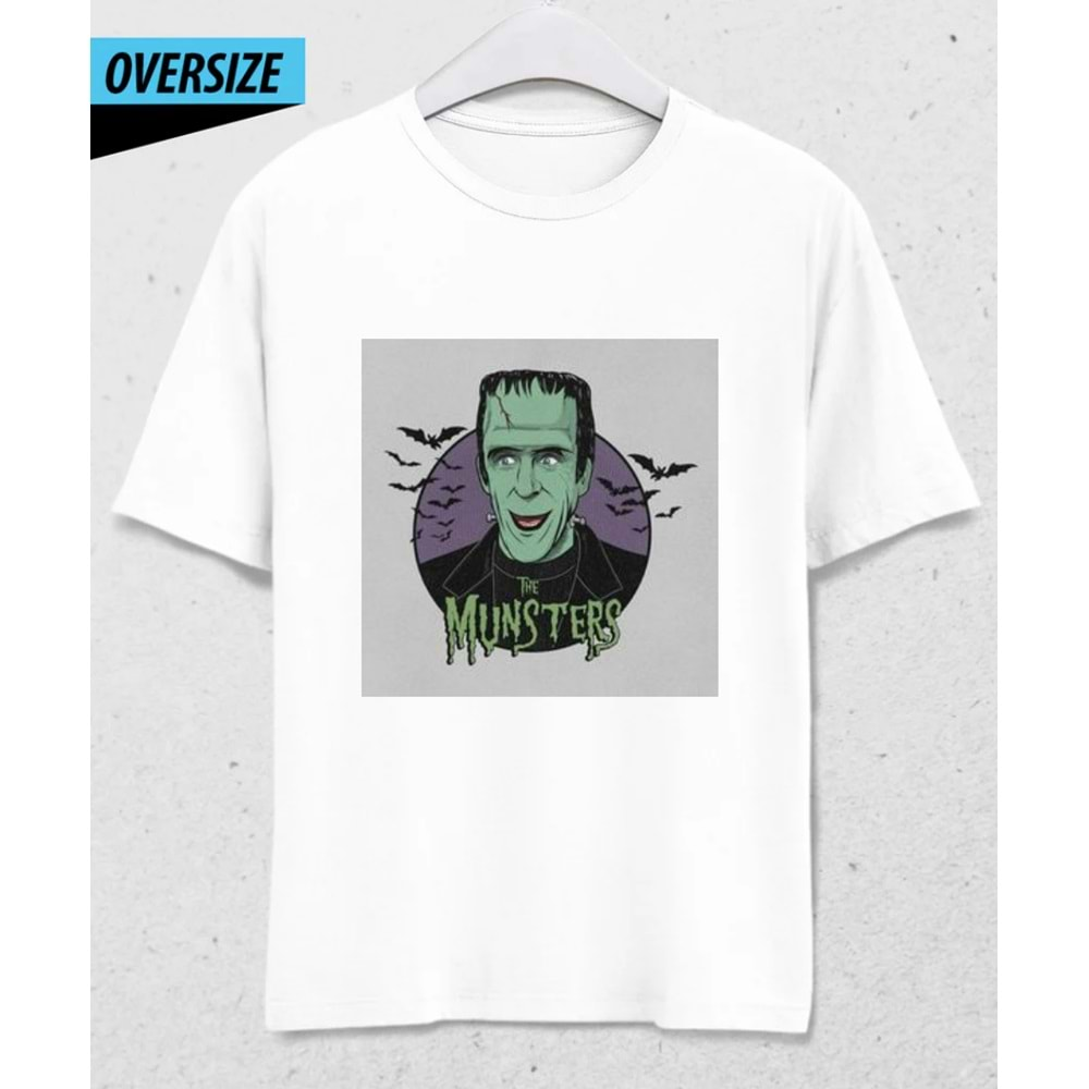 Şaşkın Frankenstein Oversize T-Shirt Beyaz