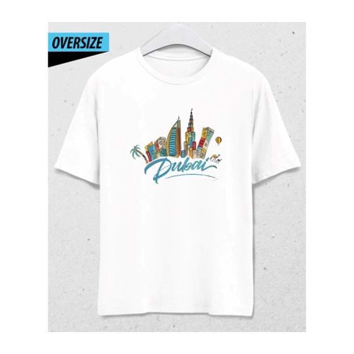 Şehri Giy: Dubai Aurası Unisex Oversize Tişört Beyaz