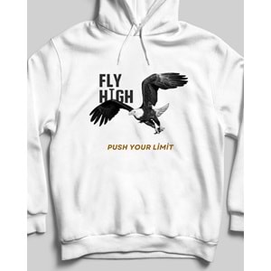 Kartal Agle Özel Tasarım Taraftar Sweatshirt Ön-Arka Baskı Beyaz Kapşonlu