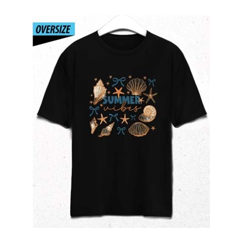 Summer Vibes Oversize Unisex T-Shirt Siyah