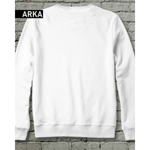 Sonsuza Dek - Özel Tasarım Siyah Sweatshirt / Unisex Beyaz